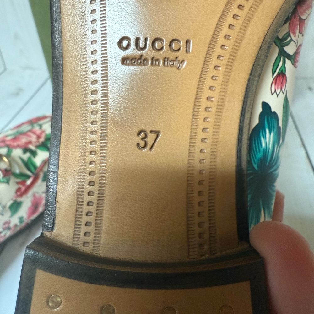 Gucci Floral Print Leather Horsebit Jordaan Loafer Multicolor Sz 37 / 7 - Picture 14 of 15
